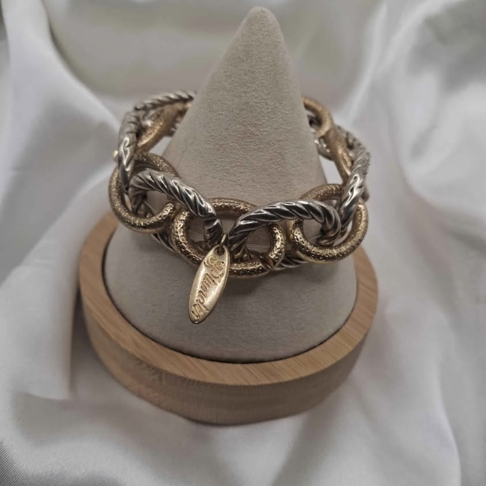 Elegant Gold and Silver Two-tone Women's Bracelet